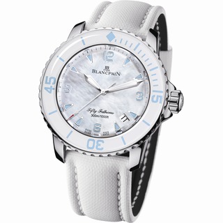 Swiss Luxury Replica Blancpain 50 Fathoms White Mother-of-Pearl Blue 5015.A-1144-52 Replica Watch